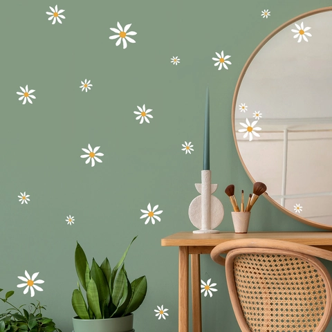 Daisy Flower Wall Stickers PVC Self-Adhesive Decals For Kids Room Nursery Bedroom Living Room Modern Home Decor