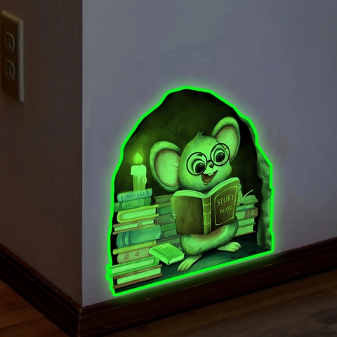 Leuchtender Mauseloch Wandaufkleber PVC Cartoon Tier Für Schlafzimmer Wohnzimmer Deko Visueller Effekt Nachtlicht