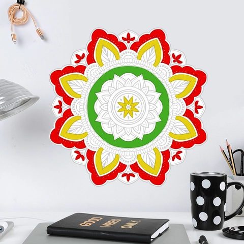 Adesivo Murale Mandala Cancellabile PVC Autoadesivo Riutilizzabile Lavagna Bianca Decorazione Stile Zen