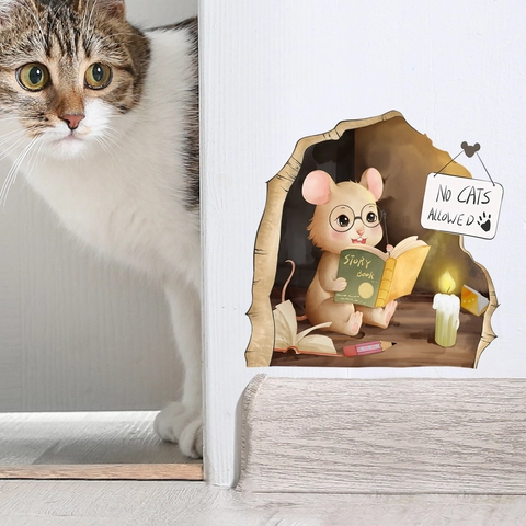 Stickers Muraux Trou De Souris Lumineux 3D Brille Dans Le Noir Animal Dessin Animé PVC Décalcomanies Décoration Maison