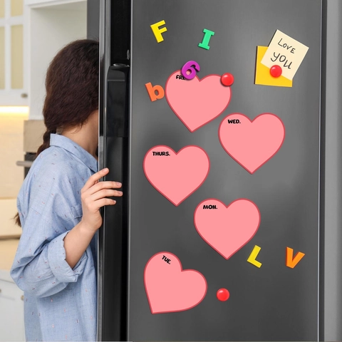 Herzform Wochenplaner Wandsticker PVC Wiederbeschreibbar Löschbar Selbstklebend Memo Aufkleber Für Kühlschrank Home Office