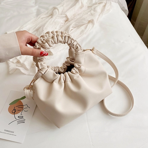 Borsa A Tracolla In Pelle PU Arricciata Donna Borsa A Mano Nuvola Con Manico Scrunchie Moda Borsa A Spalla Versatile