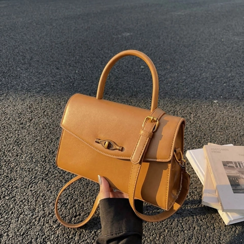 Vintage PU Leren Handtas Voor Dames Met Retro Sluiting En Verstelbare Riem Elegante Crossbody Tas