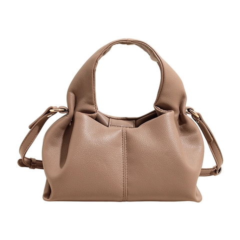 Women's Vintage Casual PU Leather Crossbody Bag Fashion Pleated Dumpling Shoulder Bag Daily Commute Handbag