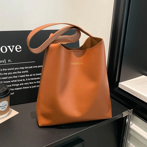 Minimalistische Vintage PU Leren Grote Capaciteit Tote Tas Voor Vrouwen Met Fashion Letter Print Dagelijkse Woon-Werk