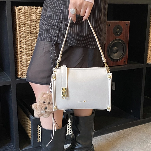 Sac À Épaule Vintage En Cuir PU Pour Femmes Chic Sac Bandoulière Boîte Avec Charme Ours En Peluche Sac À Main