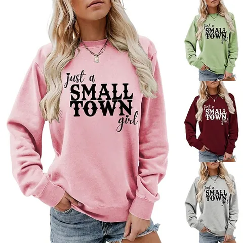 Felpa da Donna Casual in Misto Cotone Girocollo Manica Lunga Stampa Lettere Font Artistico Pullover Larga Felpa Quotidiana