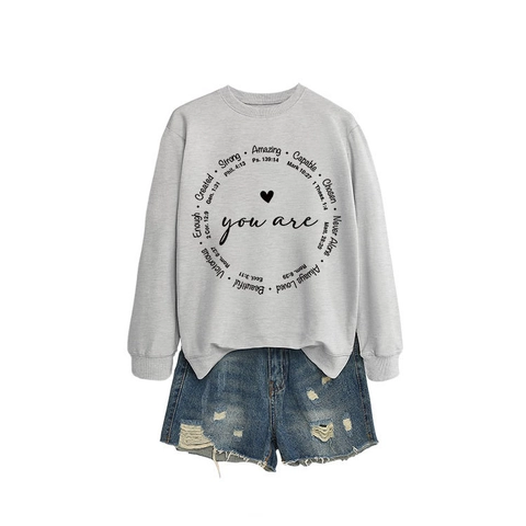 Sweat-shirt Femmes Manches Longues Col Rond Coton Polyester Décontracté Inspirant Verset Biblique Imprimé Lettres Pull Ample