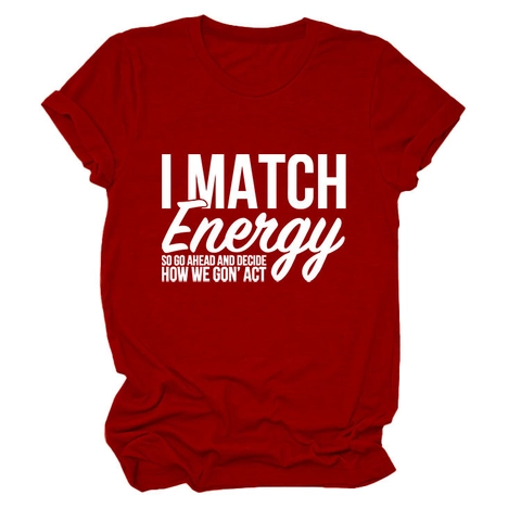 Women T-Shirt Cotton Blend Round Neck Short Sleeve Letter Print Casual Loose Fit Slogan Top