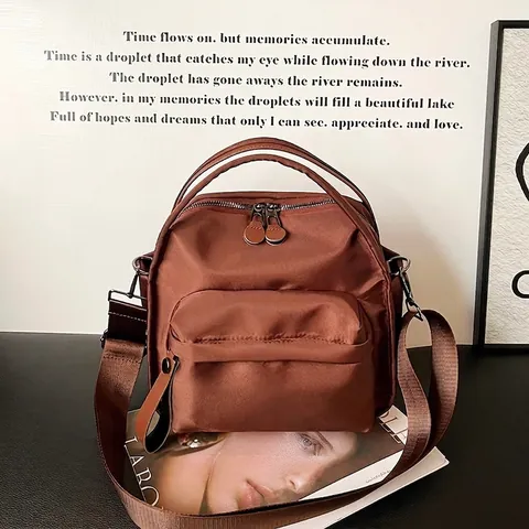 Borsa Tracolla Donna Strati Multipli Nylon Impermeabile Borsa Mano Spalla Semplice Casual Stile Urbano Grande Capacità