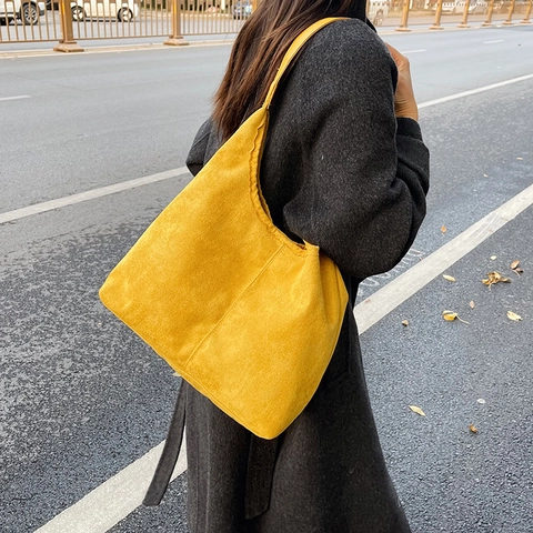 Large Capacity Frosted PU Leather Hobo Bag Minimalist Retro Suede Texture Shoulder Tote For Women Casual Daily Use