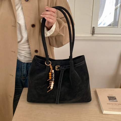 Vintage Tragetasche Mattes PU Leder Große Kapazität Schultertasche Minimalistische Retro Pendler Handtasche Damen