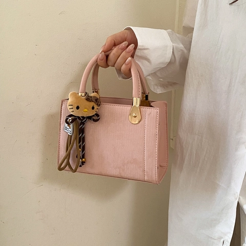 Borsa A Mano Retrò Donna Tracolla Pelle PU A Costine Motivo A Righe Verticali Hardware Dorato Versatile Quotidiana