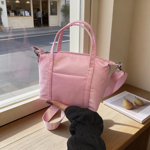Damen Nylon Mini Tragetasche Lässig Kleine Umhängetasche Handtasche Mit Reißverschluss Und Verstellbarem Gurt