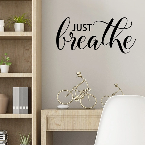 Sticker Mural Amovible PVC Citation Just Breathe Décoration Moderne Minimaliste Art Salon Chambre Maison