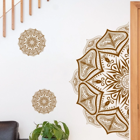 Mandala Wall Stickers PVC Self Adhesive Bohemian Lotus Flower Decals For Living Room Bedroom Decor