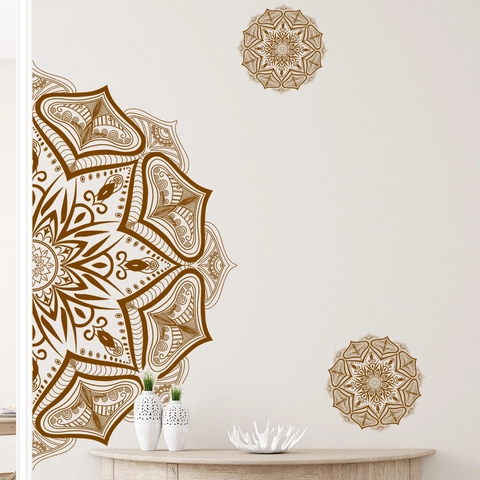 Mandala Wall Stickers PVC Self Adhesive Bohemian Lotus Flower Decals For Living Room Bedroom Decor