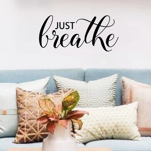 Sticker Mural Amovible PVC Citation Just Breathe Décoration Moderne Minimaliste Art Salon Chambre Maison
