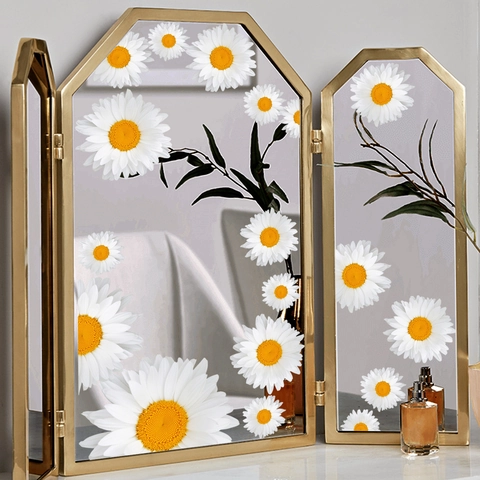 Adesivi per Finestre con Margherita Bianca PVC Autoadesivi Floreali Decalcomanie da Parete per Vetro Specchio Decorazione Casa