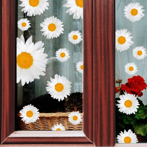 Daisy Sunflower Floral Wall Stickers PVC Waterproof Home Decor For Living Room Bedroom Bohemian Style