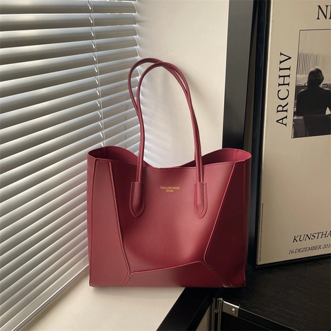 Borsa Tote Da Donna Grande Capacità Pelle PU Giunzione Geometrica Minimalista Versatile Borsa A Tralla Commute Elegante
