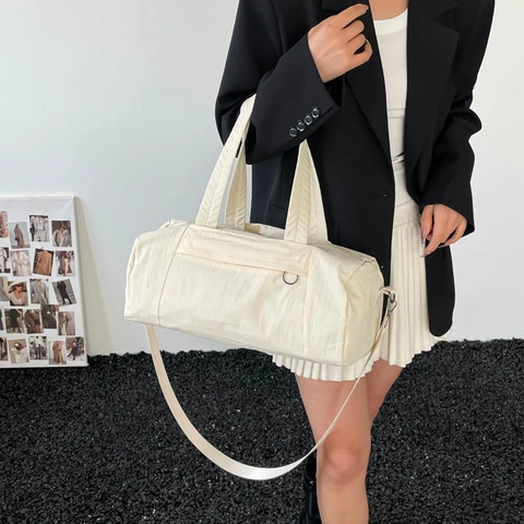 Women Large Capacity Bowling Bag Lightweight Nylon Tote Handbag Detachable Shoulder Strap Casual Travel Fitness Sports