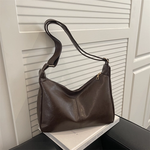 Borsa A Spalla Hobo Grande Capacità Donna Pelle PU Retro Minimalista Mezzaluna Borsa A Tracolla Con Tracolla Regolabile