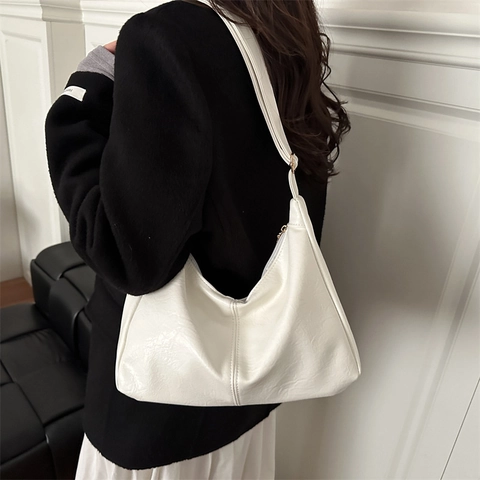 Borsa A Spalla Hobo Grande Capacità Donna Pelle PU Retro Minimalista Mezzaluna Borsa A Tracolla Con Tracolla Regolabile