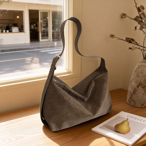 Sac Hobo En Similicuir Suédé Mat Rétro Grande Capacité Sac À Bandoulière Souple Pour Femmes Style Minimaliste Quotidien