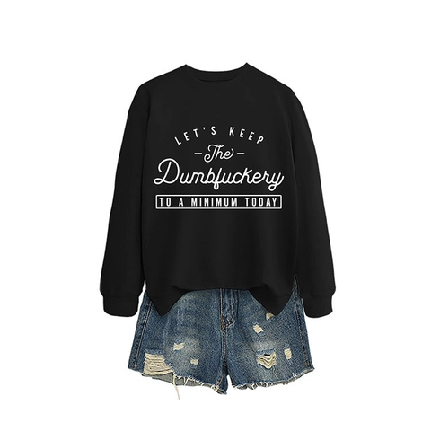 Sudadera Mujer Cuello Redondo Manga Larga Mezcla Algodón Holgada Informal Estampado Slogan Pulóver Gráfico Top