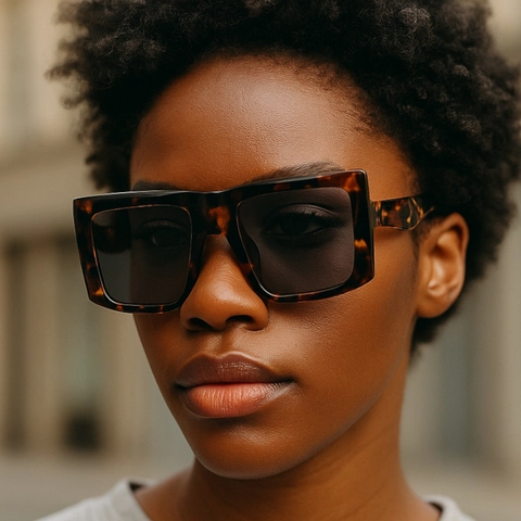 Square Sunglasses Retro Large PC Frame AC Lens UV400 Oversized Vintage Street Photography Outdoor Vacation For Women Men