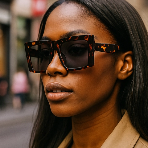 Square Sunglasses Retro Large PC Frame AC Lens UV400 Oversized Vintage Street Photography Outdoor Vacation For Women Men