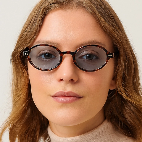 Gafas De Sol Ovaladas Retro Montura PC Lentes AC Protección UV400 Decoración Remaches Moda Exterior Para Mujer