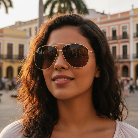 Aviator Zonnebril Metalen Frame Dubbele Brug UV400 Bescherming Modieuze Bril Voor Heren En Dames