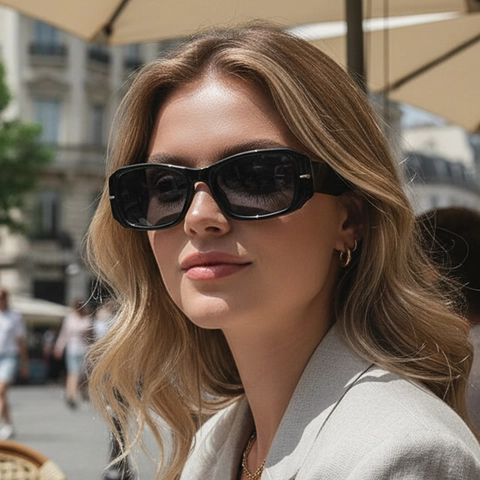 Retro Rectangular Sunglasses Square Frame UV400 Protection PC Frame AC Lens Outdoor Fashion Eyewear For Men Women