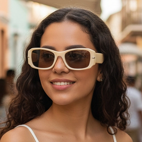 Retro Rectangular Sunglasses Square Frame UV400 Protection PC Frame AC Lens Outdoor Fashion Eyewear For Men Women