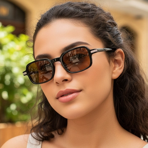 Gafas De Sol Rectangulares Vintage Montura PC Protección UV400 Retro Moda Viaje Aire Libre Unisex