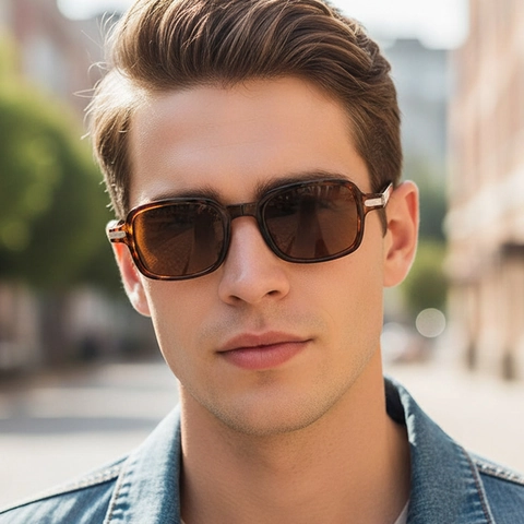 Gafas De Sol Rectangulares Vintage Montura PC Protección UV400 Retro Moda Viaje Aire Libre Unisex