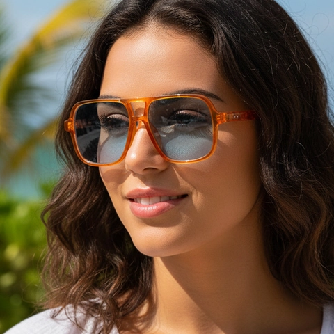 Lunettes De Soleil Aviateur Carrées Rétro Double Pont Monture PC Protection UV400 Mode Vintage Pour Femmes Hommes