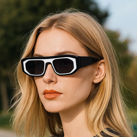 Occhiali Da Sole Quadrati Retrò Montura A Contrasto Giunzione Protezione UV400 Occhiali Per Uomini Donne
