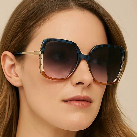 Gafas De Sol Cuadradas De Gran Tamaño Retro Montura De Metal PC Lentes Degradadas UV400 Vintage Moda Para Mujeres Hombres
