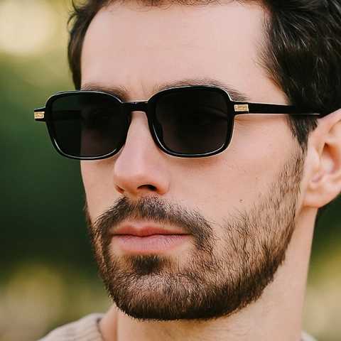 Retro Square Sunglasses Vintage PC Frame AC Lens UV Protection Metal Stripe Decor Fashion Outdoor Eyewear For Unisex