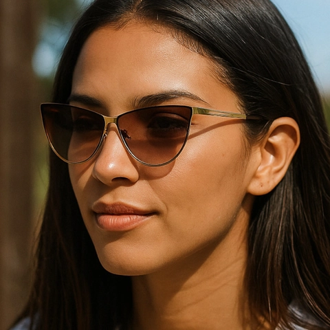 Occhiali Da Sole Cat Eye Per Donna Montatura In Metallo Oversized Vintage Moda Protezione UV400 Lenti Sfumate