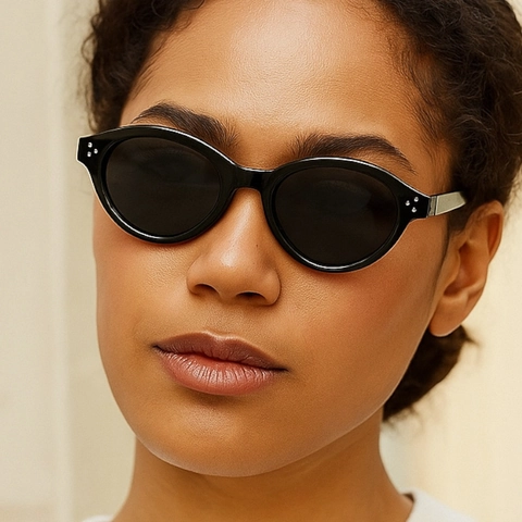 Gafas De Sol Ovaladas Retro Y2K Moda Marco PC Protección UV400 Decoración Remaches Metálicos Para Mujeres Y Hombres