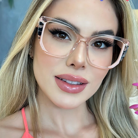 Montatura Per Occhiali Da Vista Gatto Da Donna Moda Oversize Geometrica Patchwork Anti Luce Blu Ottica