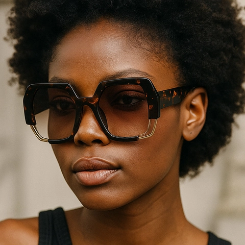 Oversized Geometrische Quadratische Sonnenbrille Für Damen Herren Mode UV400 PC Rahmen Verlaufsgläser Vintage Trendbrille