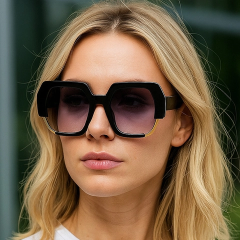 Oversized Geometrische Quadratische Sonnenbrille Für Damen Herren Mode UV400 PC Rahmen Verlaufsgläser Vintage Trendbrille
