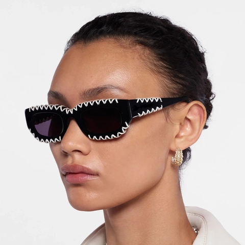 Rectangular Sunglasses Fashion Square Pc Frame Stitched Rope Texture Uv Protection Outdoor Trendy Eyewear For Men Women
