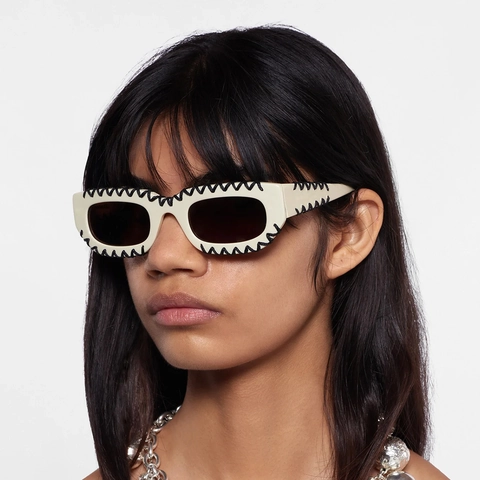 Rectangular Sunglasses Fashion Square Pc Frame Stitched Rope Texture Uv Protection Outdoor Trendy Eyewear For Men Women
