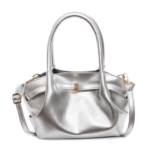 Bolso De Mano Plisado Para Mujer Cuero PU Brillante Bolso Tote Con Correa Ajustable Hebilla De Metal Chic Diseño Nicho